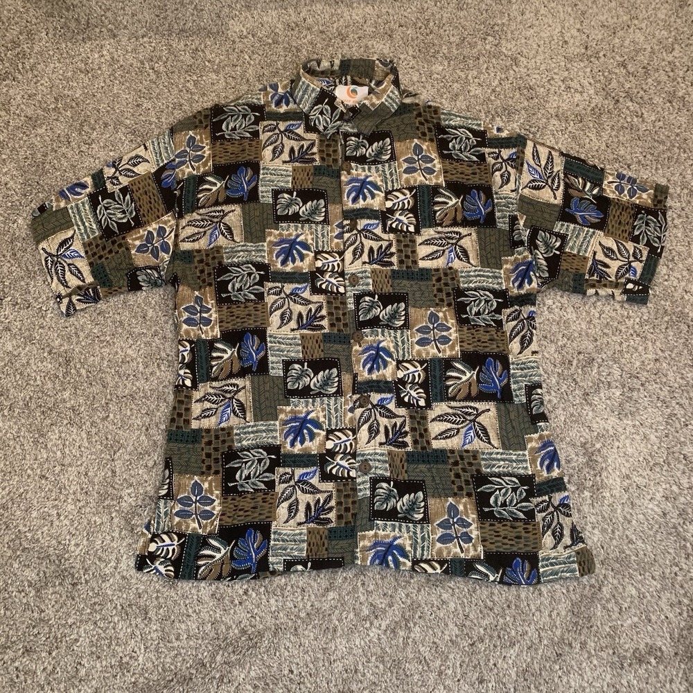 Mango Moon Hawaiian Shirt Men's XL‎ Shirt Sleeve Button Up Collar